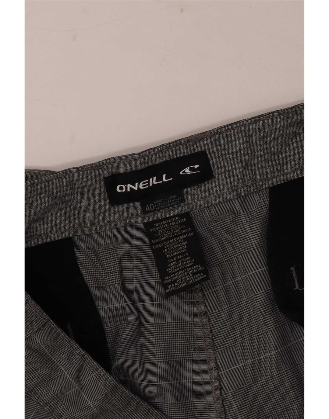 Męskie spodenki chino O'Neill W40 XL, szary poliester w kratkę