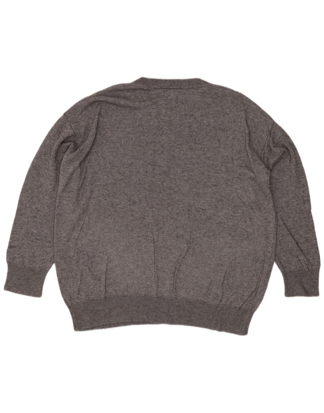 Massimo Dutti Mens Loose Fit Crew Neck Jumper Sweater Small Grey Viscose