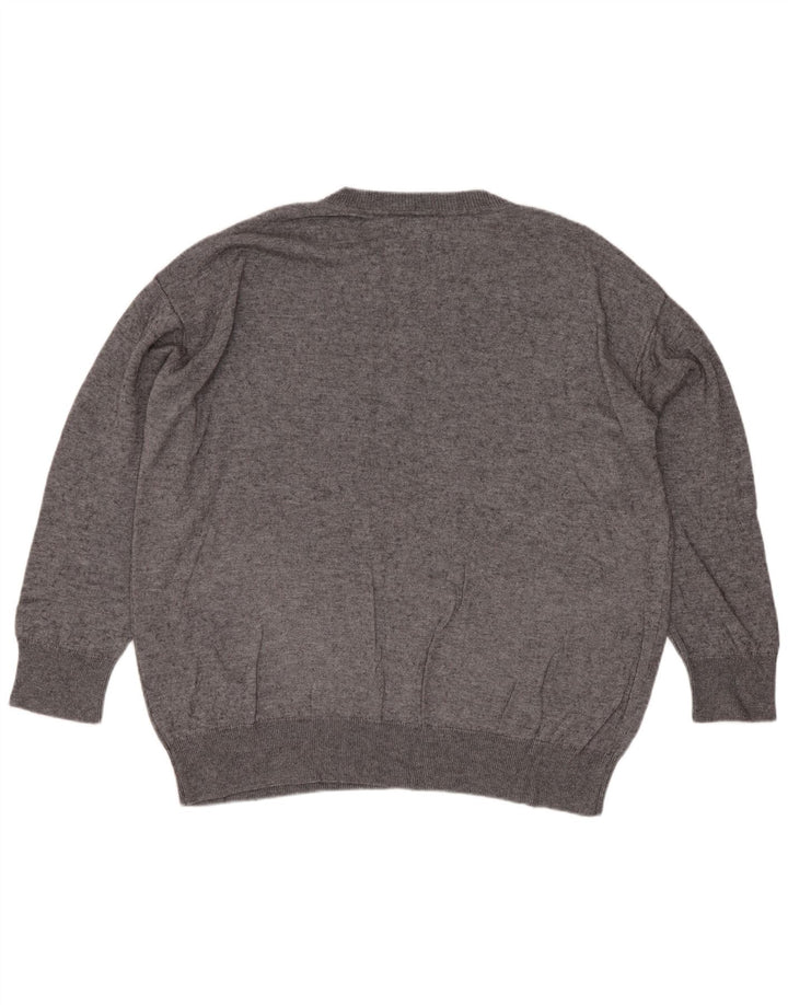 Massimo Dutti Mens Loose Fit Crew Neck Jumper Sweater Small Grey Viscose