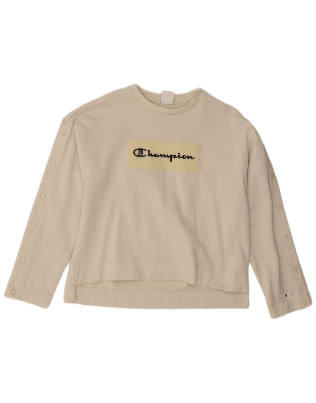 Champion Womens Graphic Oversized Sweatshirt Jumper UK 10 Small White