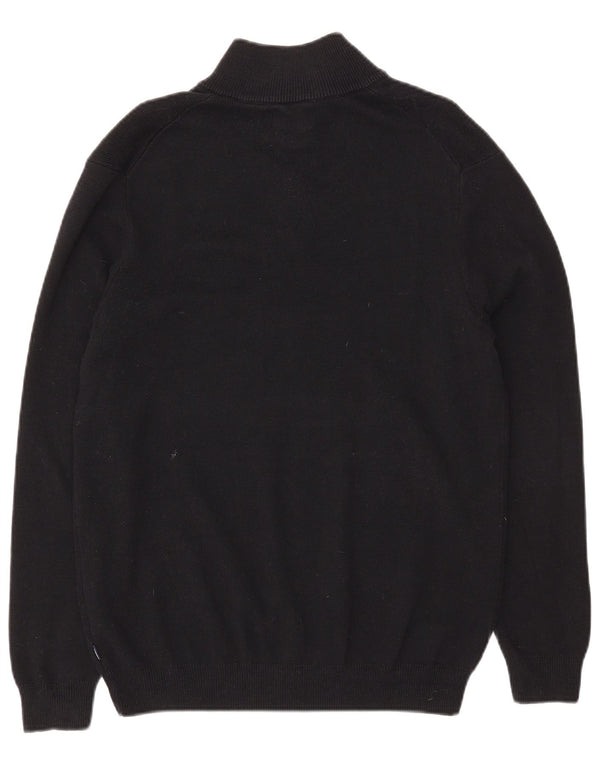 Superdry Mens Zip Neck Jumper Sweater Large Black Cotton