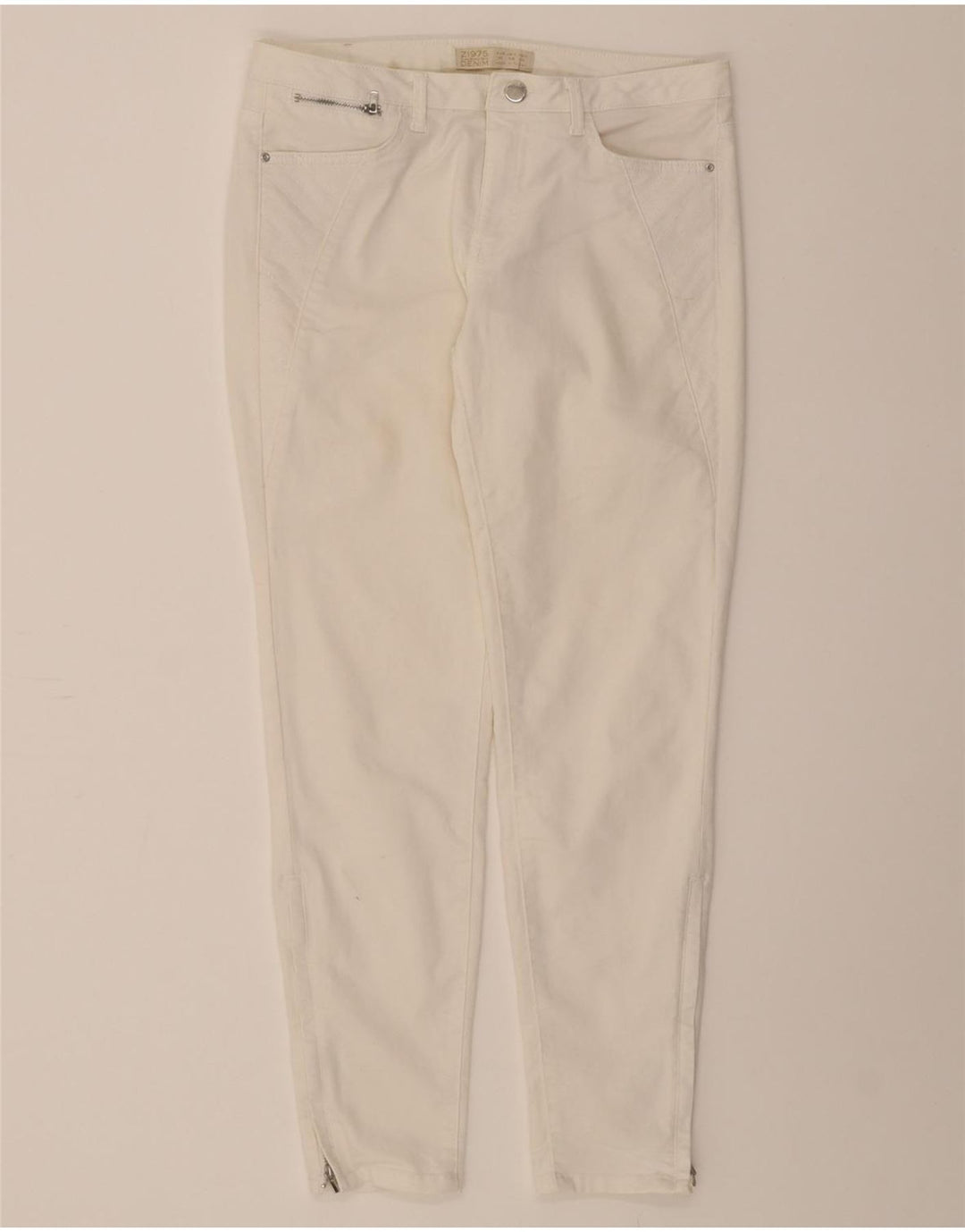 ZARA Womens Slim Casual Trousers EU 40 Medium W30 L27 White Vintage Zara and Second-Hand Zara from Messina Hembry 