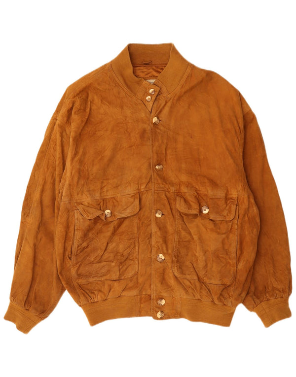 Vintage męska zamszowa kurtka bomber UK 42 XL brązowa skóra