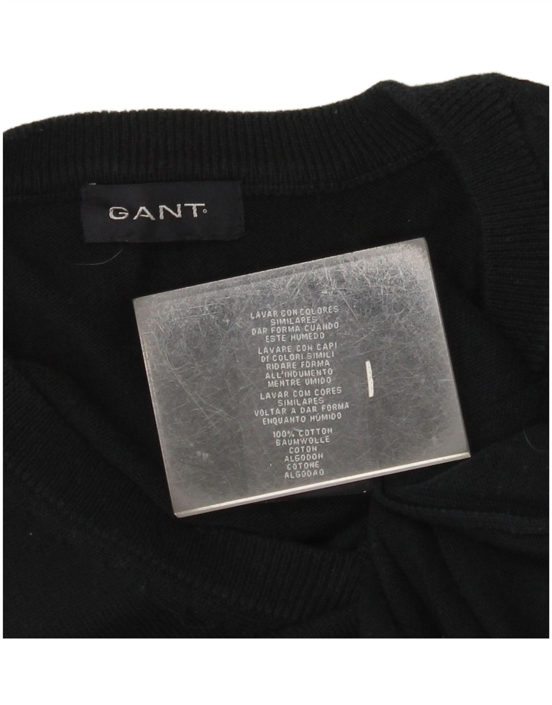 GANT Maglione da uomo con scollo a V in cotone medio blu navy