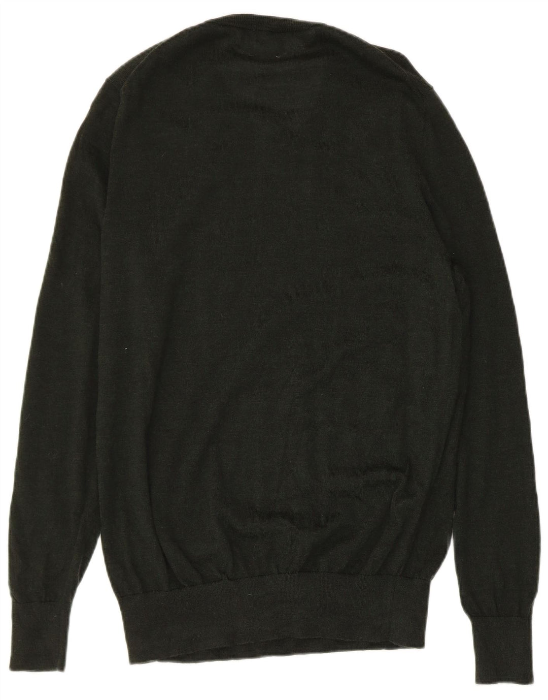 JOHN LEWIS Mens V-Neck Jumper Sweater Medium Green Merino Wool