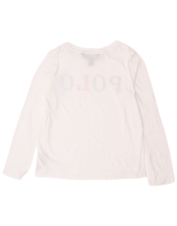 Polo Ralph Lauren Top grafico per ragazze manica lunga 5-6 anni in cotone bianco
