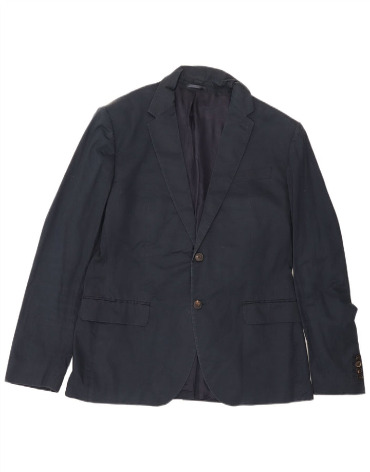 Reiss Mens 2 Button Blazer Jacket UK 42 XL Navy Blue Cotton