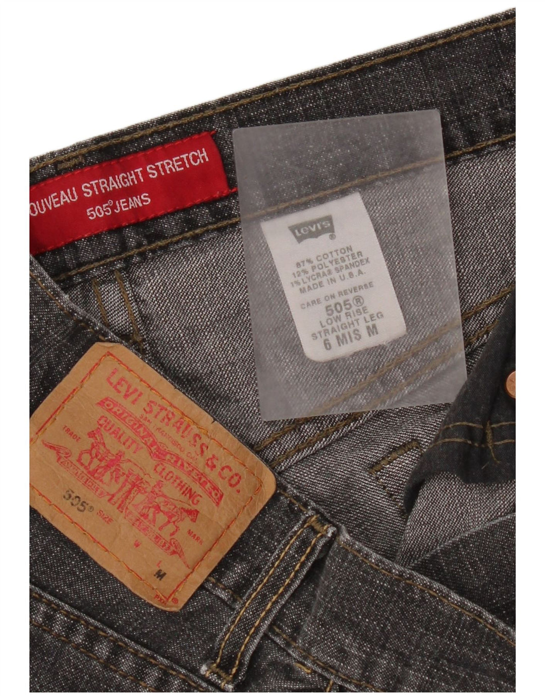 Levi's Donna 505 Jeans dritti effetto consumato US 6 Medio W30 L32 Grigio
