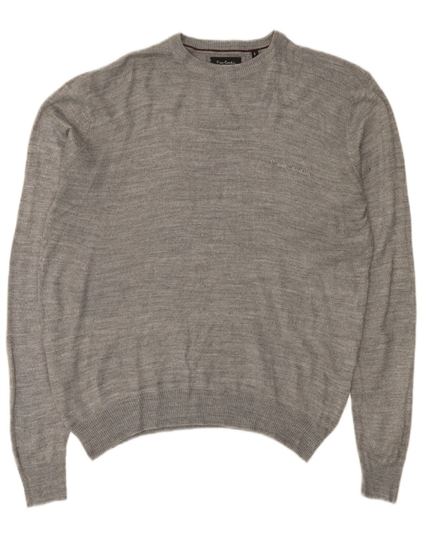 Męski sweter z okrągłym dekoltem Pierre Cardin, mały, szary akryl