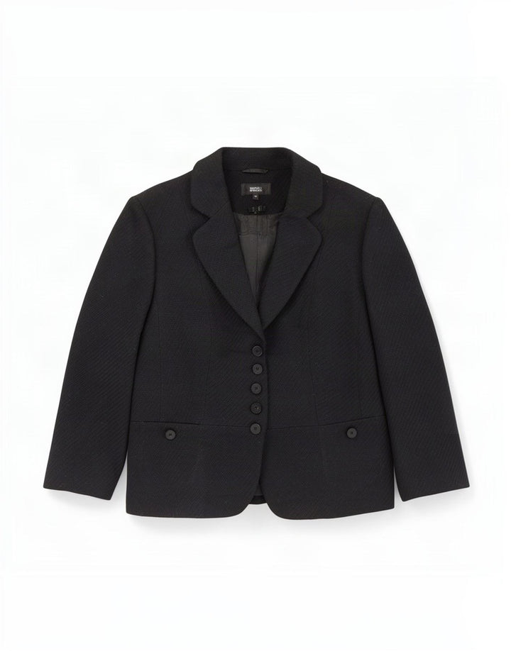 Marks & Spencer Veste blazer à manches 3/4 pour femme 5 boutons UK 16 Large Noir