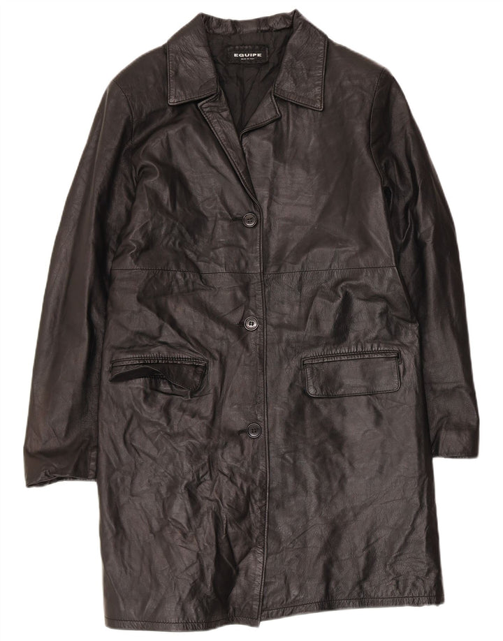 Equipe Womens Leather Coat IT 46 Large Black