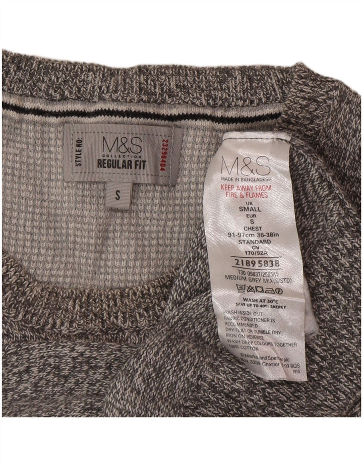 Marks & Spencer Mens Crew Neck Jumper Sweater Small Grey Flecked