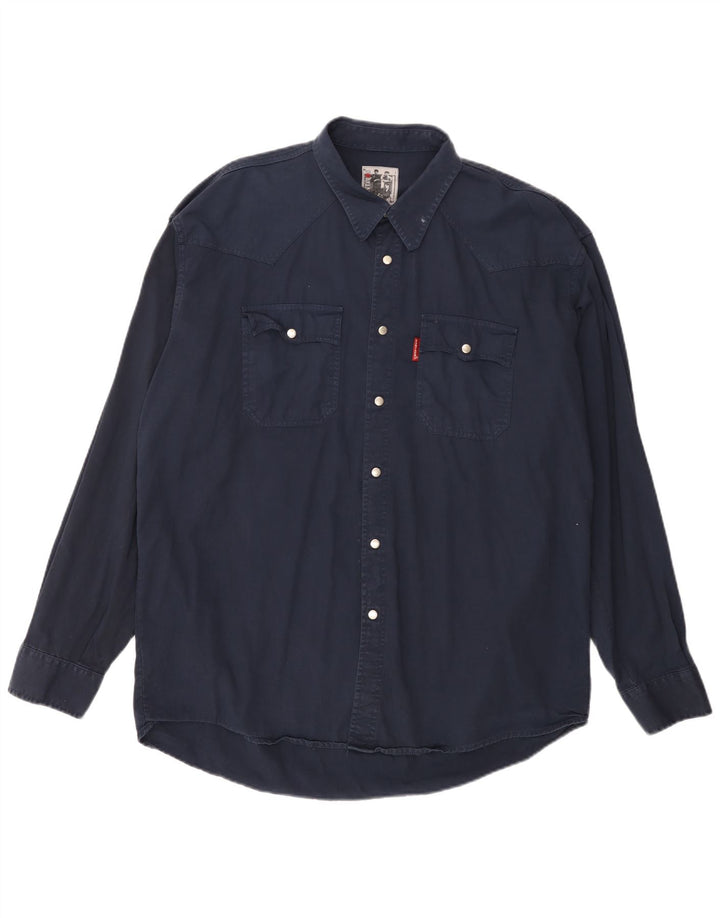 Kantaros Mens Shirt 2XL Navy Blue Cotton