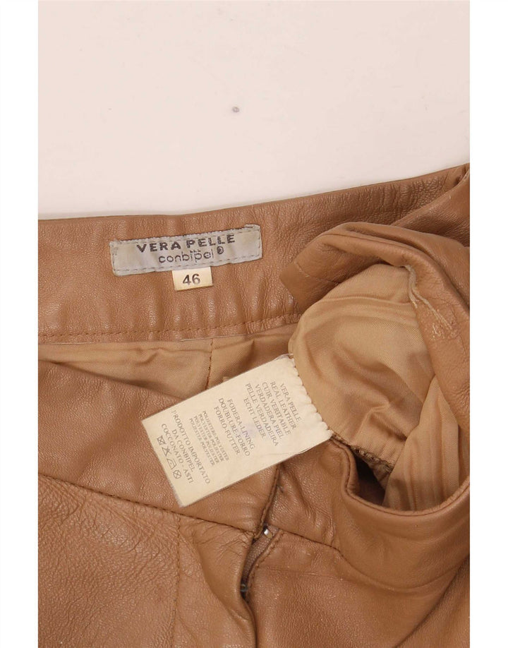 Conbipel Pantalones de cuero con corte de bota para mujer IT 46 Large W34 L32 Beige