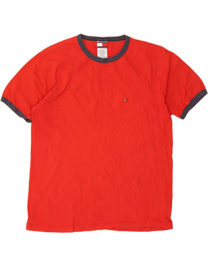 TOMMY HILFIGER Mens T-Shirt Top Medium Red Cotton Vintage Tommy Hilfiger and Second-Hand Tommy Hilfiger from Messina Hembry 