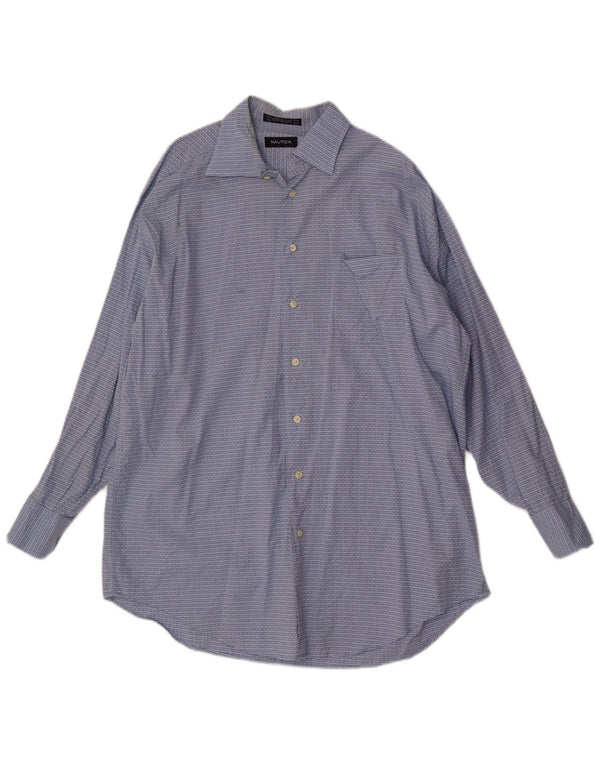 Nautica Mens Shirt Size 16 1/2 Large Blue Check Cotton