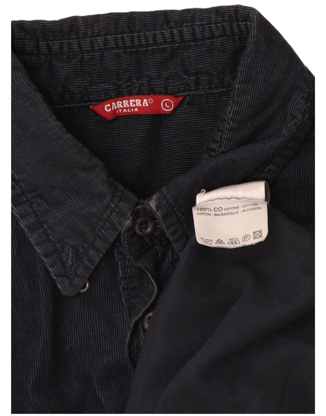 Carrera Mens Corduroy Shirt Large Navy Blue Cotton