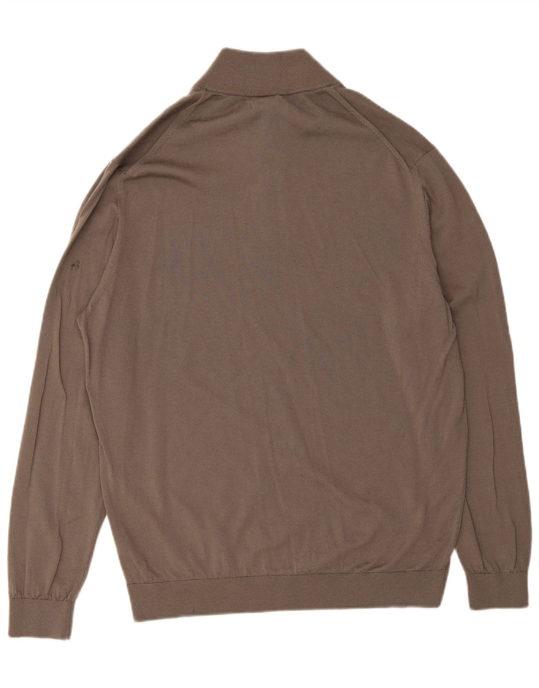 Massimo Dutti Mens Zip Neck Jumper Sweater 2XL Brown Wool
