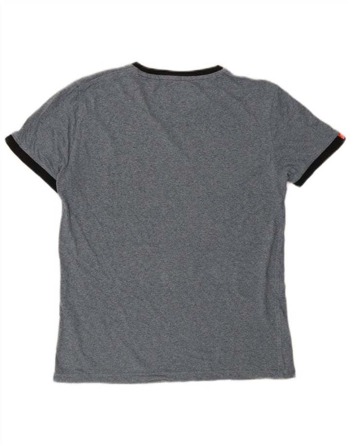 Superdry Mens T-Shirt Top Medium Blue Flecked Cotton