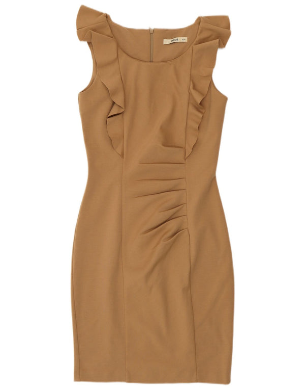 Oasis Womens Sleeveless Bodycon Dress UK 8 Small Brown Polyester