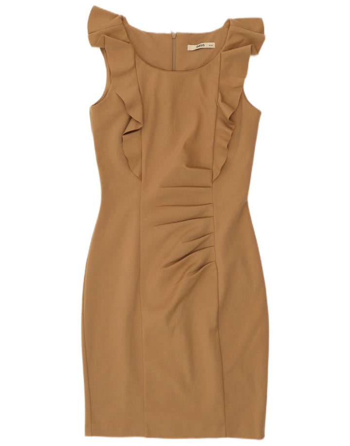 Oasis Womens Sleeveless Bodycon Dress UK 8 Small Brown Polyester