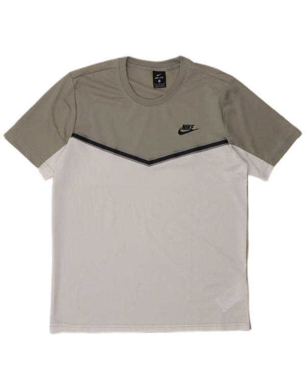 Nike Mens Dri Fit T-Shirt Top Medium Grey Colourblock Polyester
