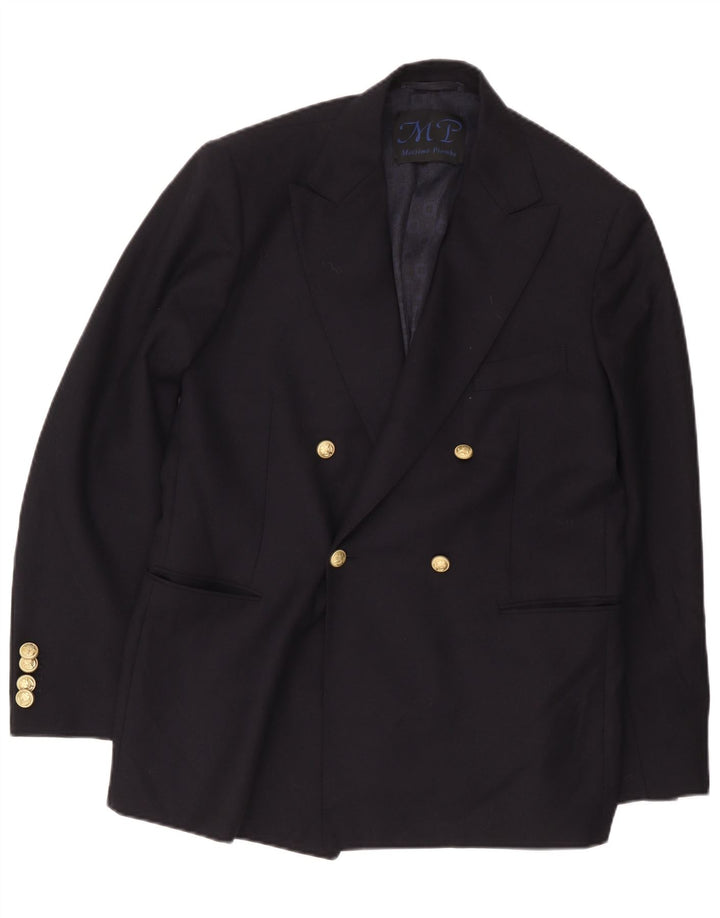 Massimo Piombo Mens Double Breasted Blazer Jacket IT 50 Large Navy Blue