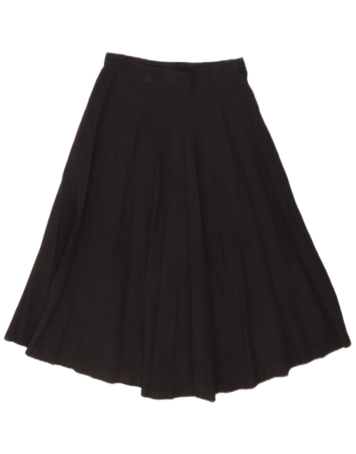 Vintage Womens Pleated Skirt Small W26 Black Wool