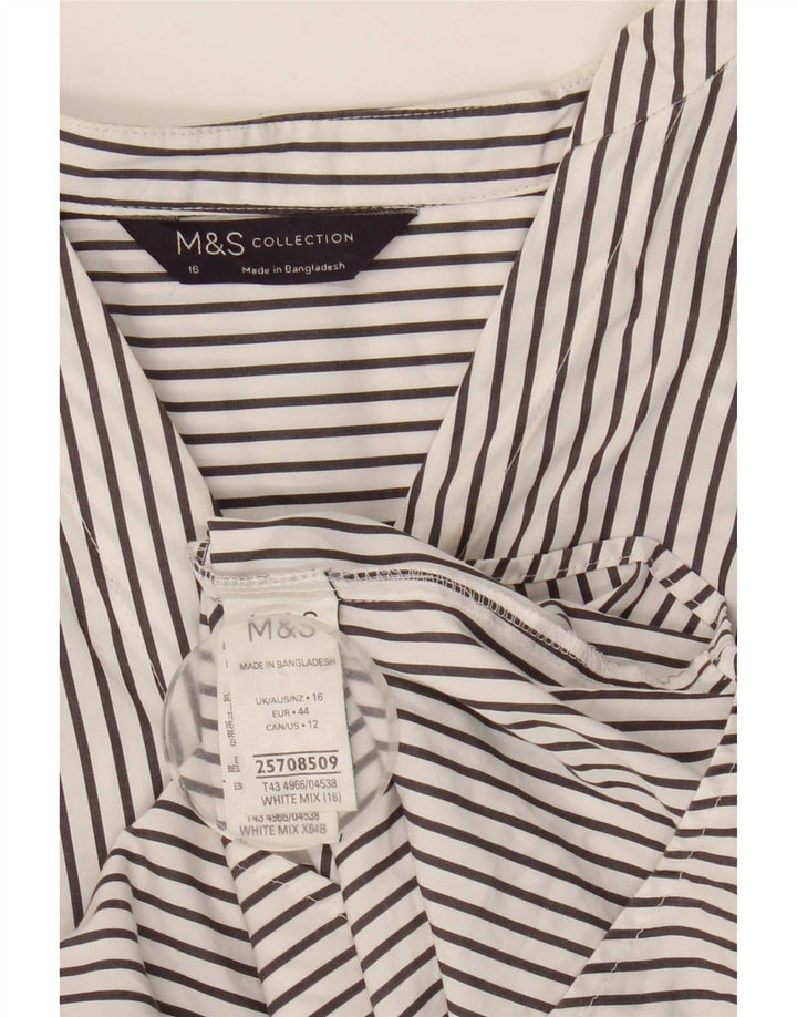 Camicia pullover da donna Marks & Spencer UK 16 grande cotone a righe bianche