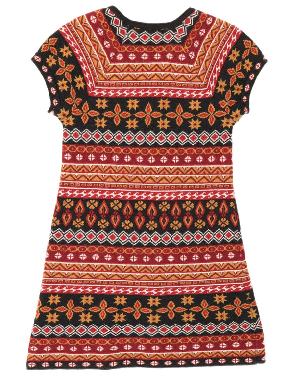 Zara Femme Robe Pull UK 12 Moyenne Laine Géométrique Multicolore