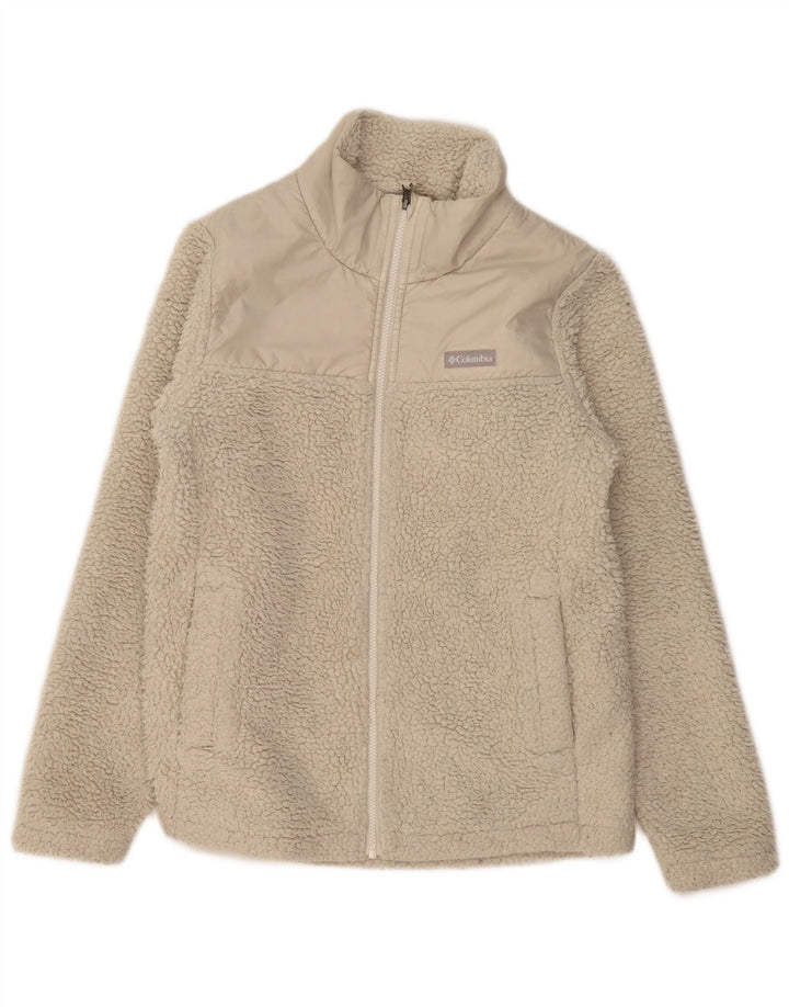COLUMBIA Womens Fleece Jacket UK 14 Medium Beige Polyester