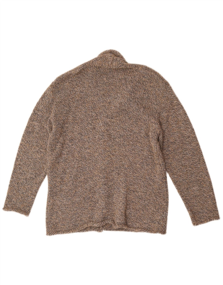 Laura Patrizia Mens Cardigan Sweater Medium Brown Flecked Wool