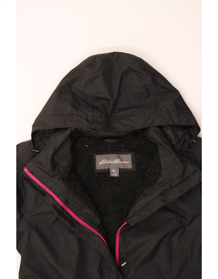 EDDIE BAUER Womens Hooded Windbreaker Jacket UK 14 Medium Black Polyester Vintage Eddie Bauer and Second-Hand Eddie Bauer from Messina Hembry 