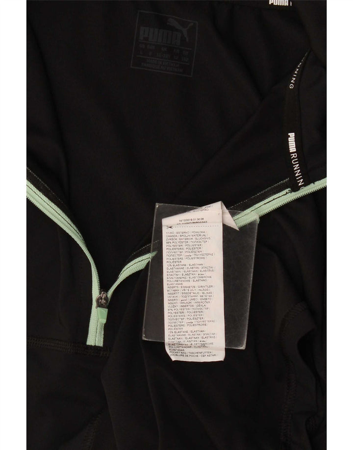 Puma Girls Zip Neck Pullover Træningsdragt Top 11-12 år Sort Polyester