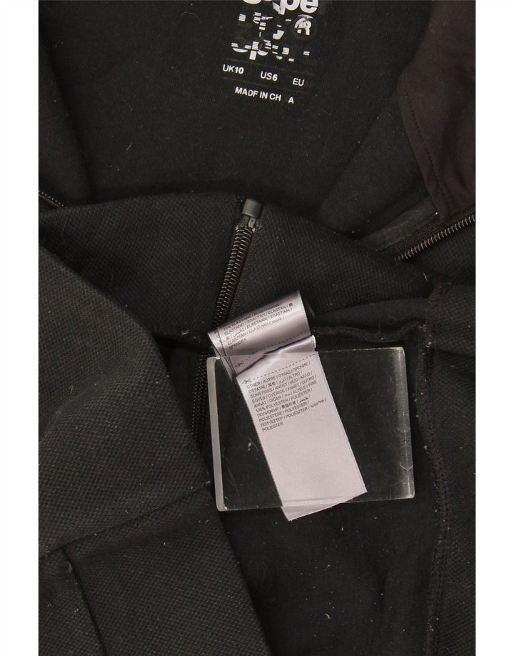 Superdry Womens Graphic Zip Hoodie Sweater UK 10 Small Black Polyester