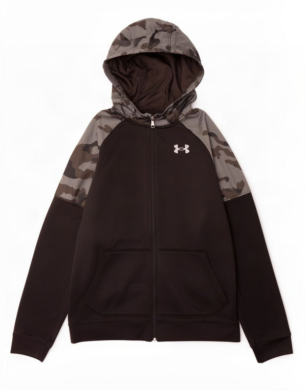 Felpa con cappuccio e zip per ragazzi Under Armour 13-14 anni XL mimetica nera