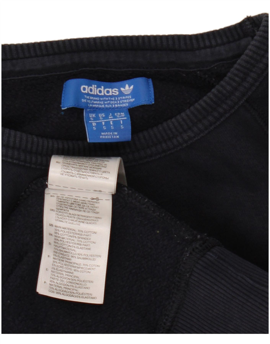 Adidas Mens Graphic Sweatshirt Jumper Small Navy Blue Cotton