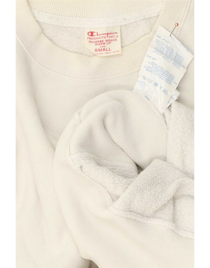 Champion Mens Reverse Weave Sweatshirt Jumper Small White Cotton