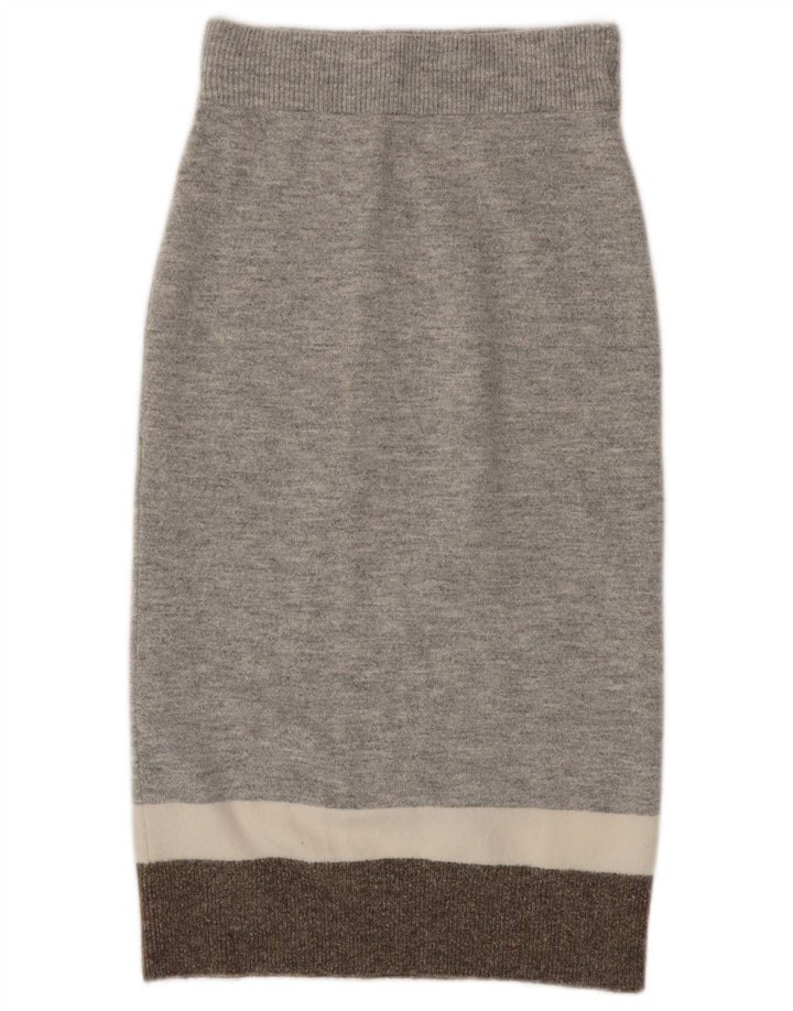 Massimo Dutti Womens Knit Pencil Skirt Small W27 Grey Colourblock