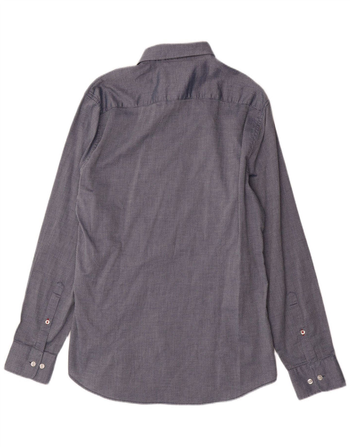 Guess Mens Shirt Large Blue Geometric Cotton