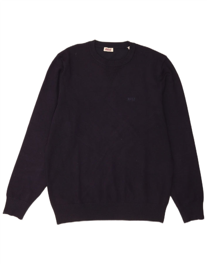 Rifle Mens Crew Neck Jumper Sweater 2XL Navy Blue Viscose