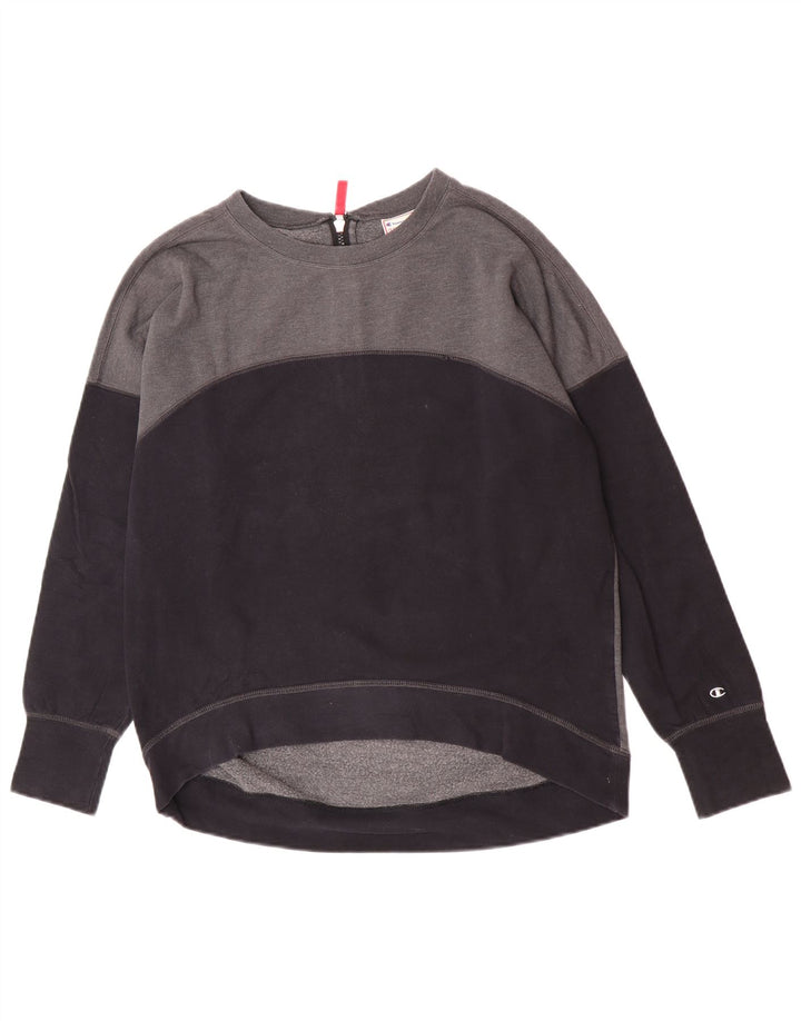 Champion Womens Sweatshirt Jumper UK 16 Large Black Colourblock