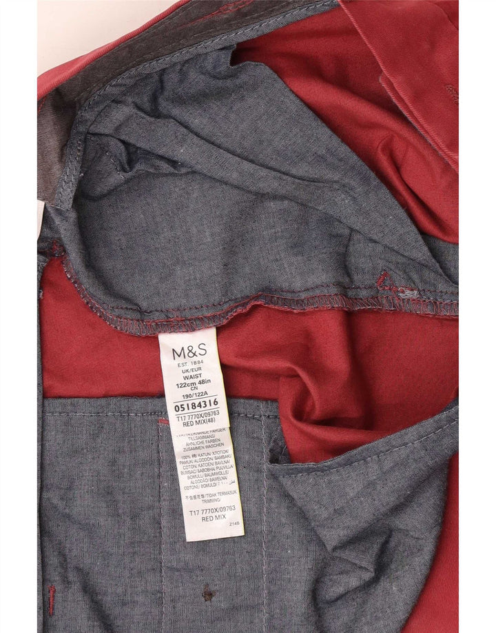 Marks & Spencer Mens Chino Shorts W48 4XL Red Cotton