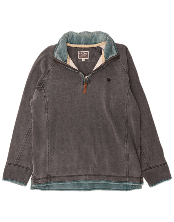Fat Face Herre Zip Neck Sweatshirt Jumper Medium Grå Bomuld