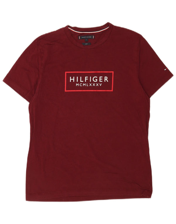 T-shirt grafica da uomo slim fit Tommy Hilfiger Top grande in cotone bordeaux
