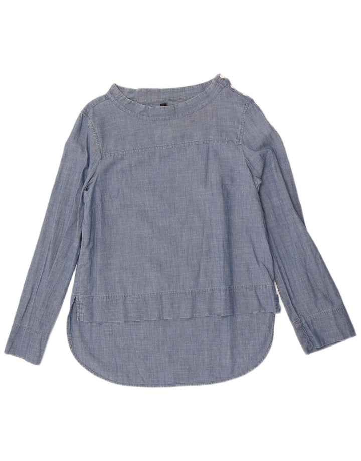 J. Crew Womens Long Sleeve Blouse Top US 6 Medium Blue Cotton
