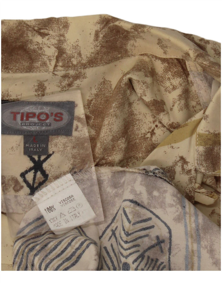 TIPO'S Kortærmet Herreskjorte Stor Beige Geometrisk Viscose