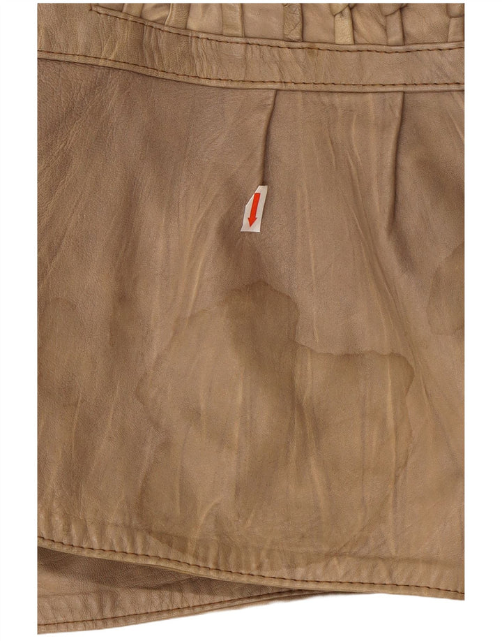 Vintage læderjakke til kvinder UK 14 Medium Beige Læder