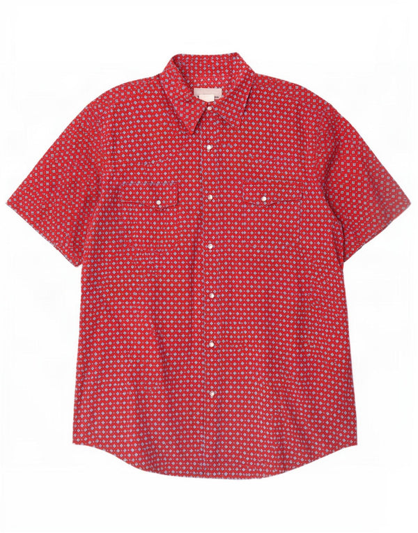Wrangler Camisa De Manga Corta Para Hombre Algodón Geométrico Rojo Grande
