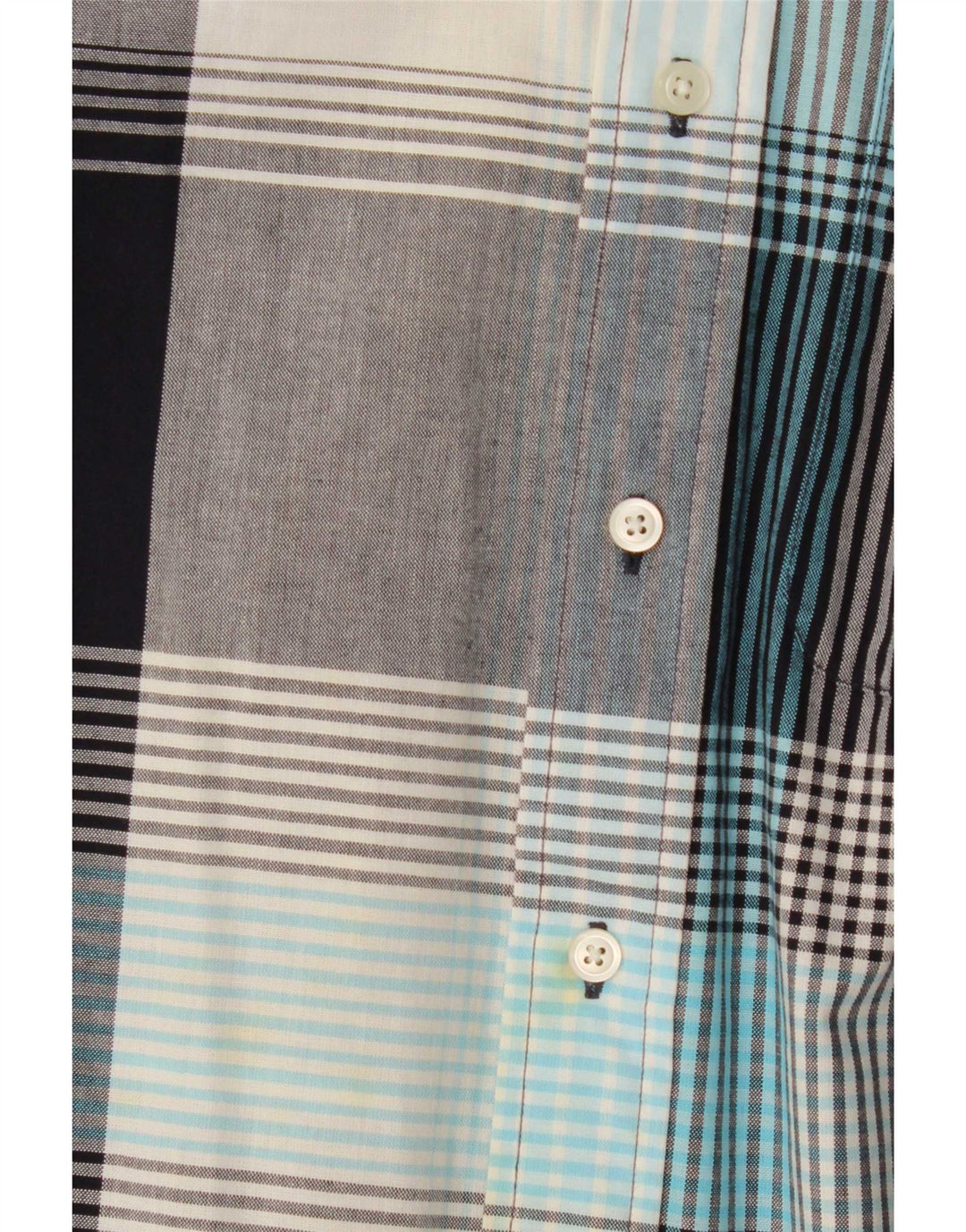 Nautica Mens Short Sleeve Shirt Medium Grey Check Cotton